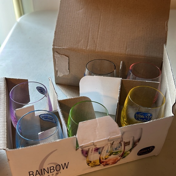 6 Small 2 oz Bohemia Crystal Rainbow Glasses New - Picture 4 of 11